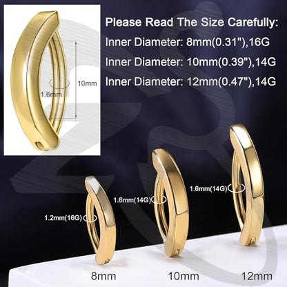 ZS 14G Clicker Belly Button Rings for Women, 925 Sterling Silver Belly Barbell Piercing Gold Reverse Curved Navel Barbell Body Jewelry - color: Gold,Inner diameter:10mm