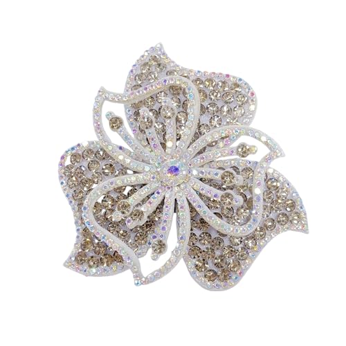 3.15" Bohemian Rhinestone Flower Brooch Pin for Women Laides Vintage Design Crystal Floral Brooches Lapel Pins Hair Clips for Clothes Elegant Wedding Christmas Party Dress Accessories Jewelry - color: Grey