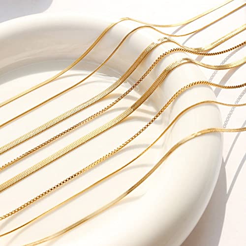 CHESKY 14K Gold/Silver Plated Snake Chain Necklace Herringbone Necklace | Gold Necklace for Women,layered Herringbone Necklace,1.5/3/5MM(W) 14"/16"(L) ,Mothers Day Gifts for Mom,Jewelry - color: gold, style: paperclip/box/snake