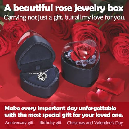 Rose Heart Pendant Necklace Gifts for Wife, Engraved 'I love you' Gift for Wife Girlfriend, Anniversary Birthday Eternity Jewelry Present for Women, Moissanite Necklace Gift for Her - style: H
