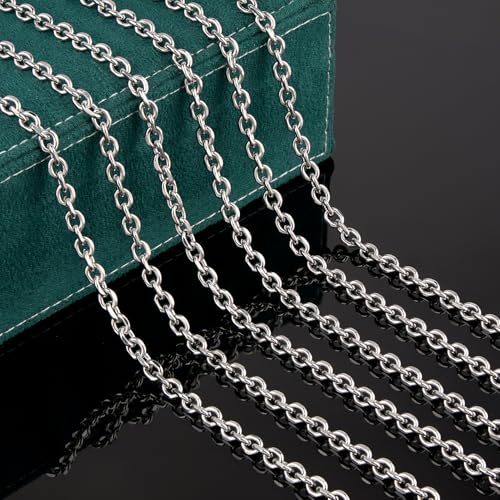 UMAOKANG Stainless Steel Jewelry Making Chain Roll Chunky Cable Chains | 5 Meters Silver Permanent Jewelry Chain Men and Women Necklace DIY Chain with Jump Rings and Lobster Clasps - color: 1.6 Silver Cable