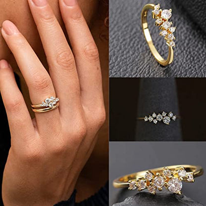 PLOMFOV 14K Gold/Silver Plated Stacking Rings Set for Women Non Tarnish CZ Heart Simple Cute Stackable Rings Dainty Trendy Gold Statement Rings Plain Band Size 4-12 - color: Silver Tone