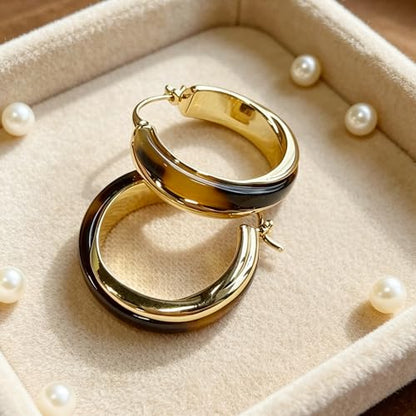 14K Gold Plated Chunky Hoop Earrings for Women Vintage Leopard Print Hoops Large Round Hoop Earrings Jewelry - style: Hoop F