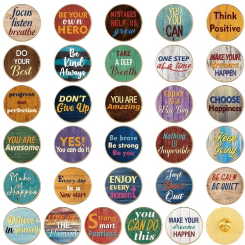 30/60 Pcs Cute Enamel Pins Bulk Plant Flower Animal Halloween Gothic Fall Pumpkin Cartoon Lapel Pin Brooches Jewelry Gift for Backpack Clothes Hats Accessories - style: Motivational
