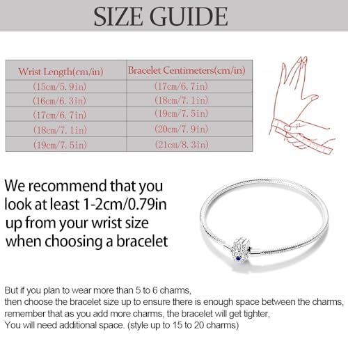 KUNSIR 925 Sterling Silver Palm Clasp Snake Chain Bracelet Basic Charm Bracelets Fit Any PDL Charm, with for Teen Women - style: KJB010