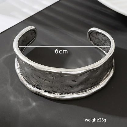 Silver Bracelets for Women Irregular Hammered Cuff Adjustable Open Cuff - color: A-chunky gold bracelets