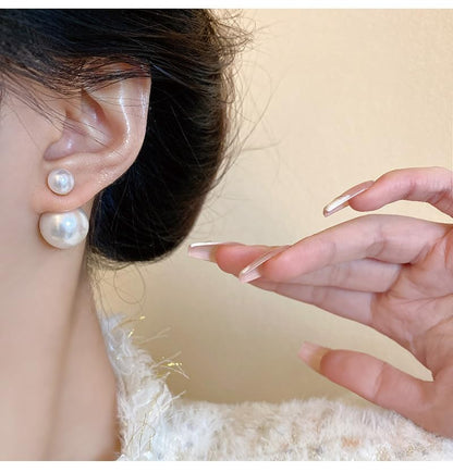 Big Pearl Stud Earrings White Round Pearls Earrings Fashion Design Faux Pearl Charm Jewerly - style: style 2