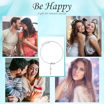 Ladytree S925 Sterling Silver Dainty Simple Choker Necklace,Rolo Chain,Adjustable 13 inches to 16 inches - style: 15_Rose Choker
