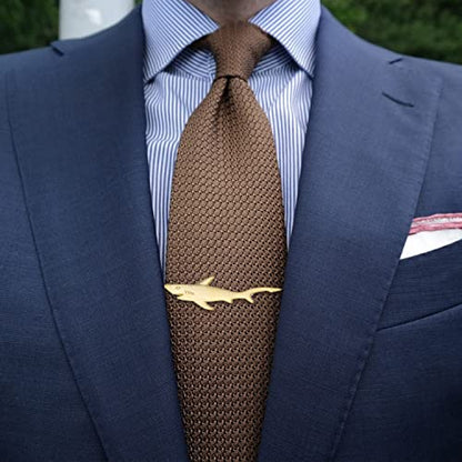 HAWSON 2 inch/ 2.2 inch Tie Clip for Men, Novelty Tie Bar Clip for Men and Boys, Interesting Tie Clip for Party - color: Brush Gold Shark