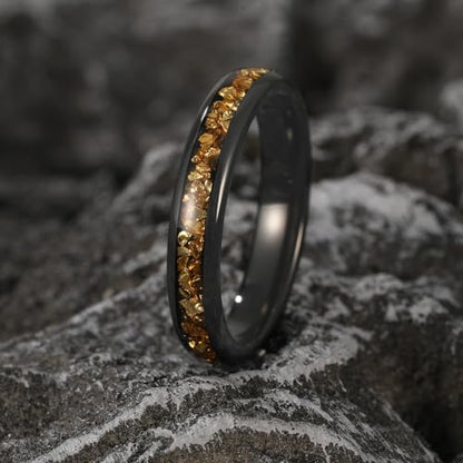 NUNCAD Black Tungsten Ring, Men's Wedding Rings with Blue/Amethyst/Galaxy Opal Ring 4mm 8mm Engagement Promise Ring Comfort Fit Size 5-12 - color: Citrine & 4mm
