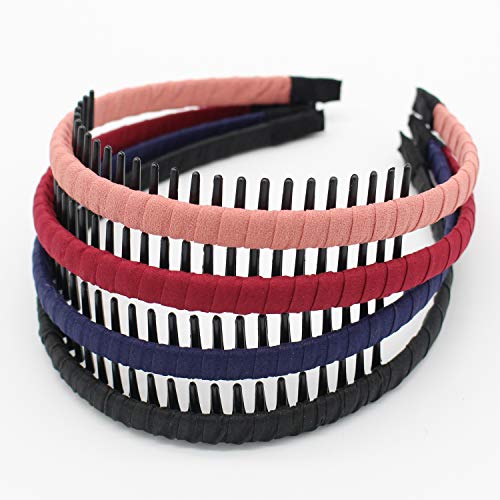 JOBAND comb headbands for women,womens headbands with teeth (4 Colors) | headbands for women,hair bands for women's hair Suitable Daily Use,Spa,Parties and Yoga，facial cleansing - color: Multi-colored-1