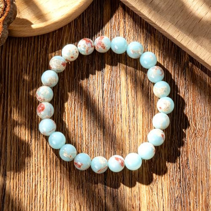 8mm Beaded Bracelets for Women, Natural Crystal Gemstone Energy Bracelets - color: Imperical Jasper