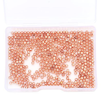 Rose Gold Plated Round Spacer Beads 2.5mm 500pcs for Jewelry Making Findings Non Tarnish - color: Rose Gold, size: 2.5mm