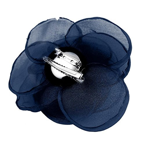 Rose Flower Hair Clips, Brooches, and Pins with Blue Accent | Versatile Floral Accessories for Women - color: Blue
