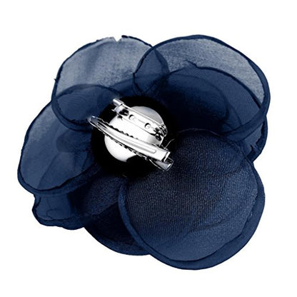Rose Flower Hair Clips, Brooches, and Pins with Blue Accent | Versatile Floral Accessories for Women - color: Blue
