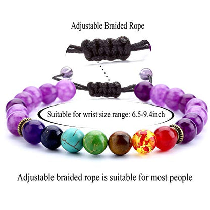 Men Women 8mm Lava Rock Beads Chakra Bracelet - color: Amethyst Bead-21004