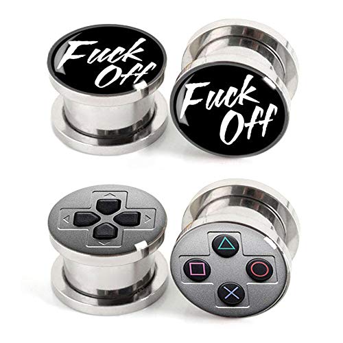 Ear Gauges Plugs Stretching Surgical Steel Piercing Jewelry 4pcs 2g-1" - style: Gauge:2G(6mm)