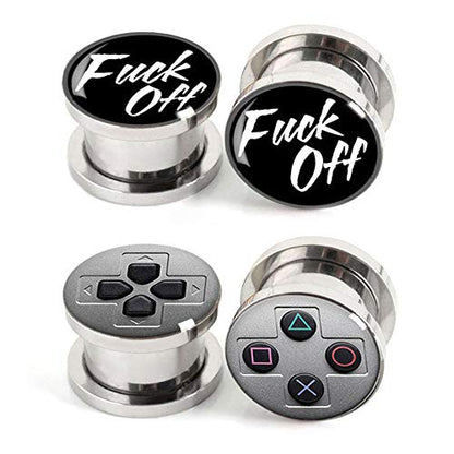 Ear Gauges Plugs Stretching Surgical Steel Piercing Jewelry 4pcs 2g-1" - style: Gauge:4/5"(20mm)