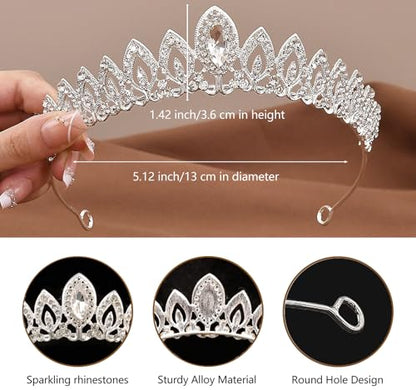 Wedding Crystal Tiara for Women Elegant Bridal Pearl Rhinestone Crown Swan Queen Princess Costume Crown Star Crystal Headpiece Accessory for Cosplay Birthday Party - color: Crystal 2