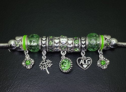 Falari Birthstone Bracelet Multi-Color Charm Beads Silvertone Birthday Gifts for Women - color: 08-August