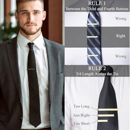 Custom Father Gifts Personalized Tie Clips for Men Custom Tie Bar Clips | Classic Pinch Engraved Text Stainless Steel Tie Bar Dad Personalized Gift Fathers Day - color: BLACK