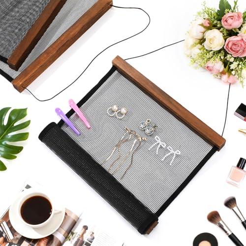 2 Pcs Earring Storage Rack Wall Mounted, Display Hanging Jewelry Storage Rack with 40 S-Shaped Black Hooks for Stud Earrings and Necklace Holders, Gift for Women