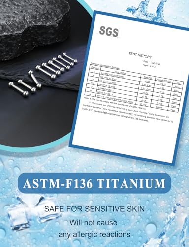 2G 4G 6G 8G 10G 12G 14G 16G Astm F136 Titanium Internally Threaded Nipple Tongue Rings Piercing Jewelry Industrial Straight Barbell Tongue Nipple Ring Bridge Piercing Jewelry For Women Men - size: 12 Gauge-16MM