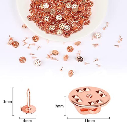 JANYUN 120 Pairs Butterfly Clutch Tie Tacks Pin Back Metal Locking | Rose Gold,Metal Holder Clasp Lock Backings,Replacement with 8mm Length 4mm Width Blank Pin for Brooch Lapel Enamel Craft Mak - color: Rose Gold, size: 4mm