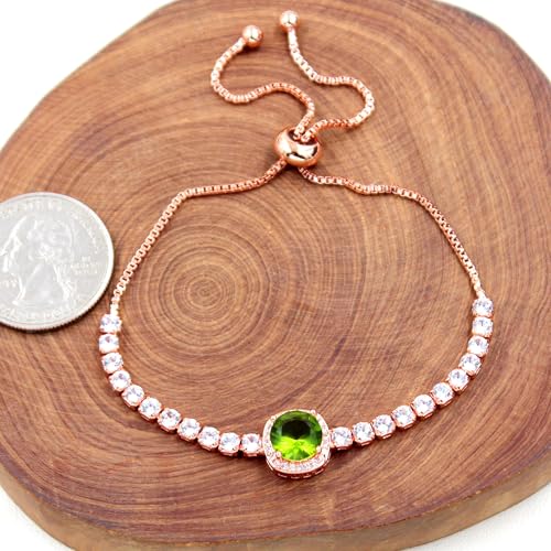 Sparkling CZ Tennis Bracelets for Women, Birthstone Slider Bolo Bracelets Trendy Birthday Valentine's Day Jewelry for Women Lady - color: Greenish