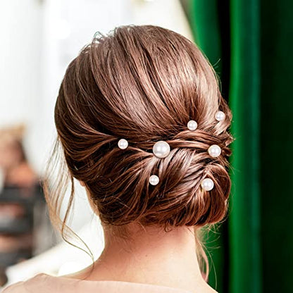 OIIKI 12PCS Pearls Hair Bobby Pins, Pearl Hair Clips, 3 Sizes, Gold | Pearl Barrettes, Decorative Wedding Bobby Pins, Bridal Hairstyles Accessories for Women, Girls, Daily Use, Parties