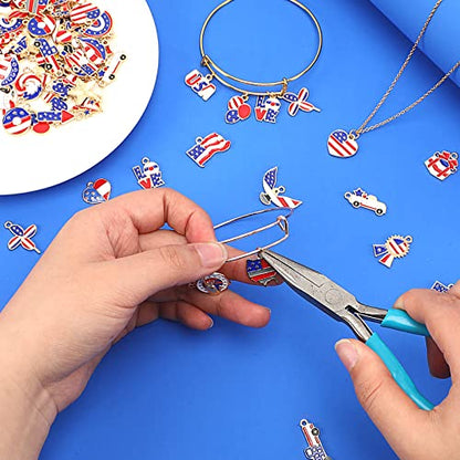 SANNIX 110Pcs Independence Day Charms, Patriotic Charms 4th of July | Red White Blue Charm, American Flag Charm, for Bracelets Necklaces Earrings Making - style: Patriotic Charms