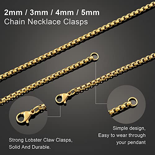 Mens Chain Necklaces, Stainless Steel Rolo Chain Necklace for Men & Women - color: 18K Gold Plated 3mm