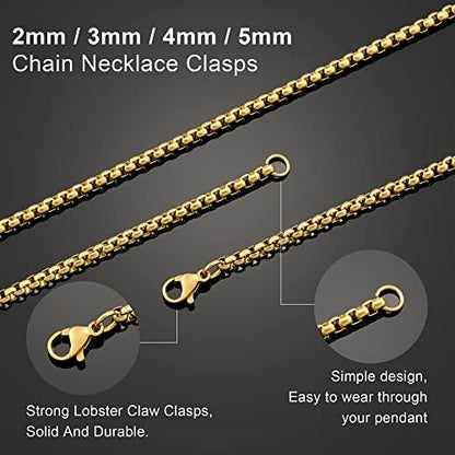 Mens Chain Necklaces, Stainless Steel Rolo Chain Necklace for Men & Women - color: 18K Gold Plated 3mm