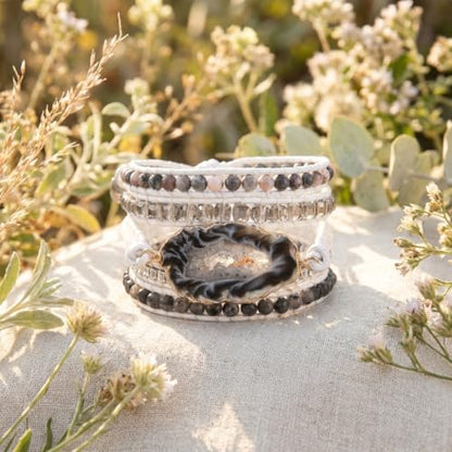 YGLINE Boho Handmade Wrap Leather Tube Crystal Stone Bracelet for Women - color: Druzy-5w