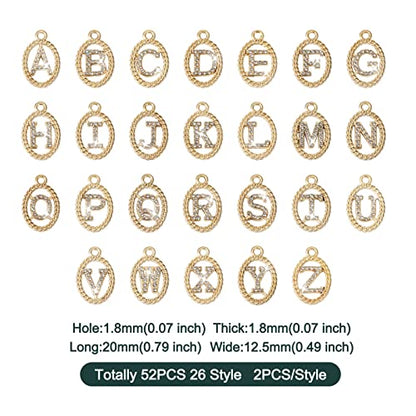 Craftdady Letter Charms Capital Pendants Mixed A-Z Initial Letter Number Charms DIY Bracelet Necklace Pendants for Jewelry Making, Gold, Antique Silver, Platinum - color: Golden + Crystal, Oval