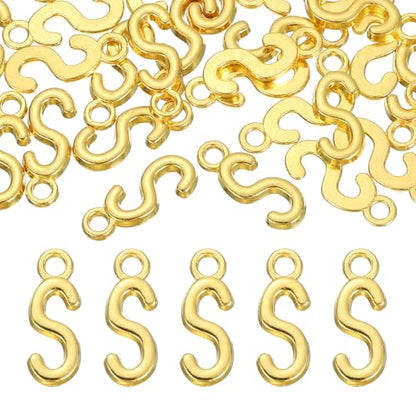 uxcell Letter Charm, Alloy Letter Initial Alphabet Charm for DIY Craft Jewelry Making Bracelets Earrings Necklace - color: Gold - S