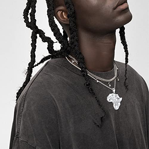 GOLDCHIC JEWELRY Africa Map Necklace for Men, Stainless Steel African Tribal/Egyptian Eye of Horus/I LOVE AFRICA/Elephant Map Hiphop Jewelry Unisex with 22'+2'Adjustable Chain - color: Animals - Stainless Steel, style: No Customization