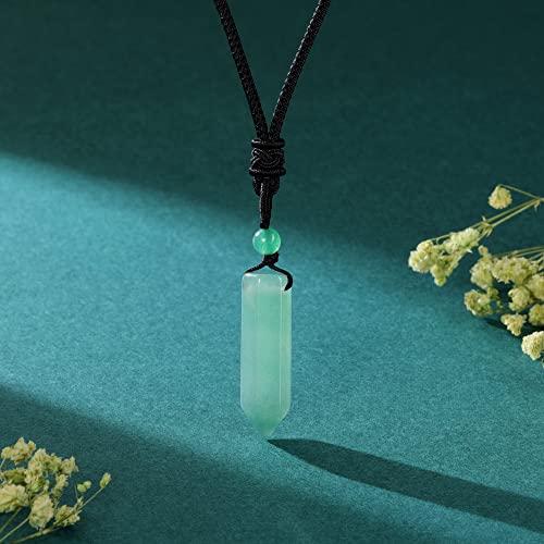 Top Plaza Healing Crystal Stone Necklaces for Men Hexagonal Pendant Necklaces Adjustable Braided Rope Natural Gemstone Necklace Jewelry Christmas Gift for Dad, Husband - color: Green Aventurine