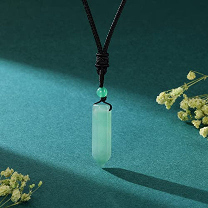 Top Plaza Healing Crystal Stone Necklaces for Men Hexagonal Pendant Necklaces Adjustable Braided Rope Natural Gemstone Necklace Jewelry Christmas Gift for Dad, Husband - color: Green Aventurine