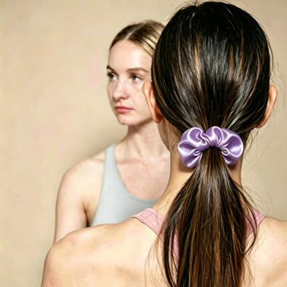 Silk Hair Ties Ponytail Holder Hairs Bow Ropes Elastics Hairtie Accessories Wide 0.8inch on Hair No Damage No Crease for Women Curly Thick Wavy Hair(30Pcs Taro Purple) - color: Taro Purple