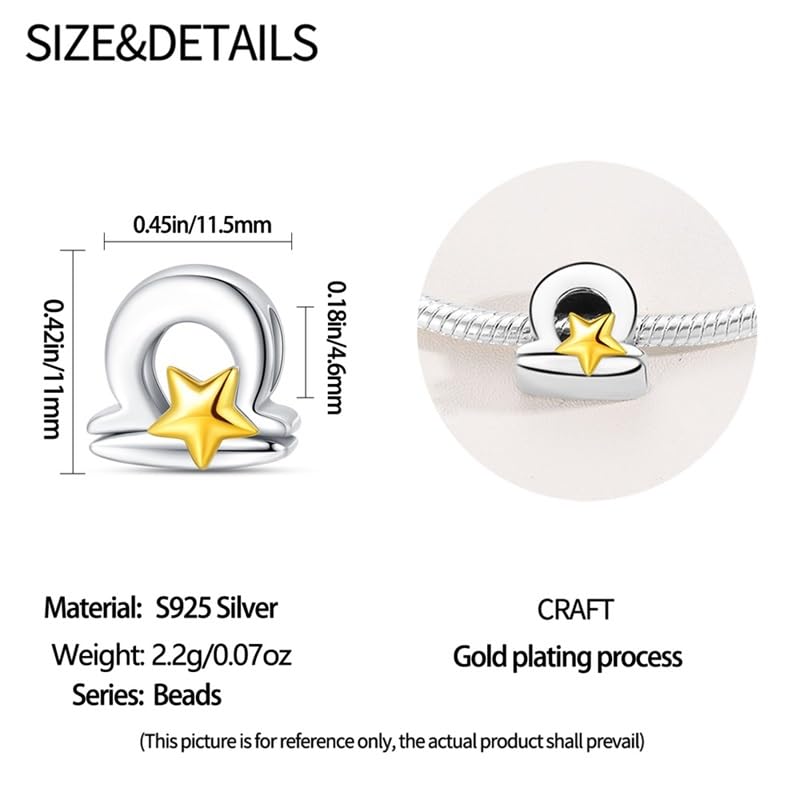 925 Sterling Silver 12 Astrological Signs Charm for Bracelets and Necklace Happy Birthday Charms for Bracelet and Necklace Valentine's Day Mother's Day Gift - style: Libra Charm