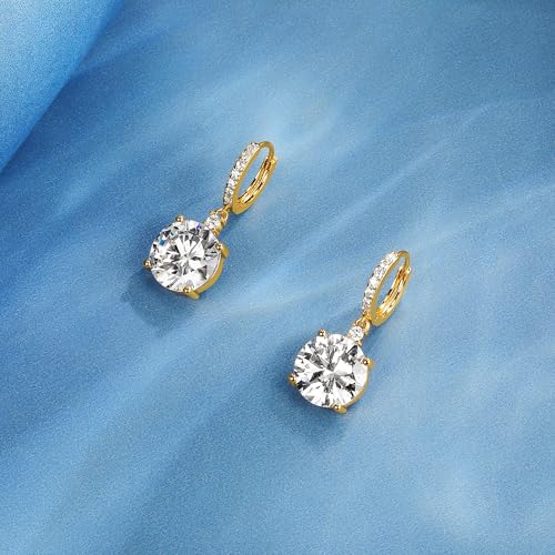2-4 Pairs Dangle Drop Earrings for Women, 18K Gold Plated Cubic Zirconia Drop Dangle Huggie Hoop Earrings CZ Teardrop Hypoallergenic Jewelry - color: CZ Yellow Gold 1