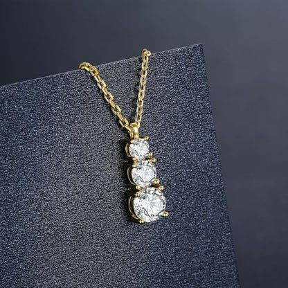 SBLING Platinum-Plated or 18K Gold Plated Cubic Zirconia Pendant Necklace for Women - color: 18K Gold Plated
