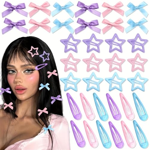 36 Pack Candy Color Matte No Trace BB Hair Clips, Non Slip Bangs Side Hair Barrettes, Women Back Head Hair Accessories Set (Hairpins 36Pcs-E)