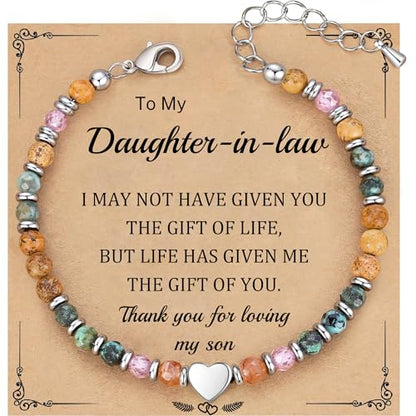 Best Friend Bracelet Gifts for Women Sister Bestie, Christmas Gift for Teens Mom Daughter Granddaughter Birthday Gift for Her Stocking Stuffers - color: African Turquoise-Daughter in law
