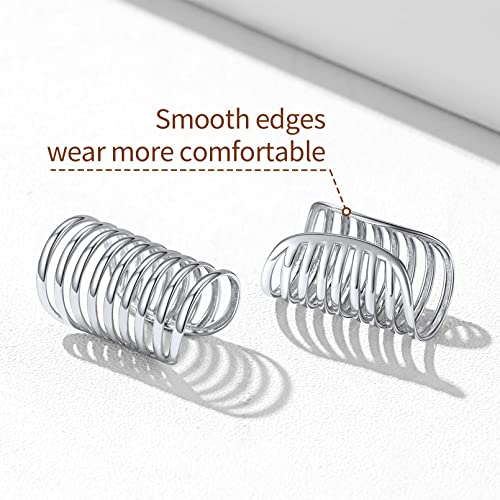 ChicSilver 925 Sterling Silver Ear Cuff Earrings Non Piercing Clip on Cartilage Cuff Earrings for Women - style: E: Multi Lines