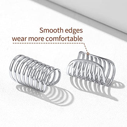 ChicSilver 925 Sterling Silver Ear Cuff Earrings Non Piercing Clip on Cartilage Cuff Earrings for Women - style: E: Multi Lines