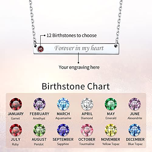 ChicSilver Customizable Vertical Bar Pendant Necklace 925 Sterling Silver Y Necklace Simple Fashion Jewelry Gifts for Women - style: F. 5mm Horizontal Bar-Silver Birthstone Engraving