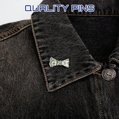 Enamel Pins, Cute Pins for Backpacks, Hat Pins, Novelty Brooch Pins, Backpack Pins, Lapel Pins for Men, Women, Girls, Boys. For Lanyard, Bags, Hats, Caps, Clothing - color: Dollar Bow Tie