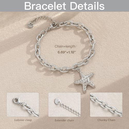 10 PCS Bracelets for Women Stainless Steel Chain Link Bracelet Set | 6.7 Inches with Extender, Jewelry Gifts for DIY, Chains Bulk, Oval, Curb, Figaro Chains, 18K Gold Plated, Silver, Chunky - color: Oval Silver